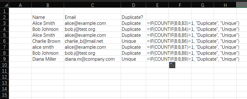 Duplicate identification formula