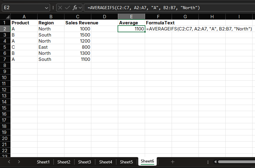 AVERAGEIFS Function Example