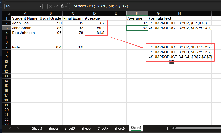 Weighted Average Example