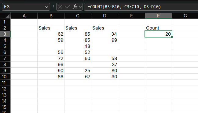 COUNT Function Example