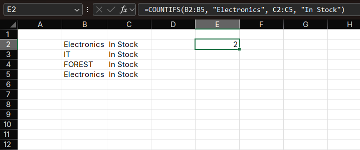 COUNTIFS Function Example