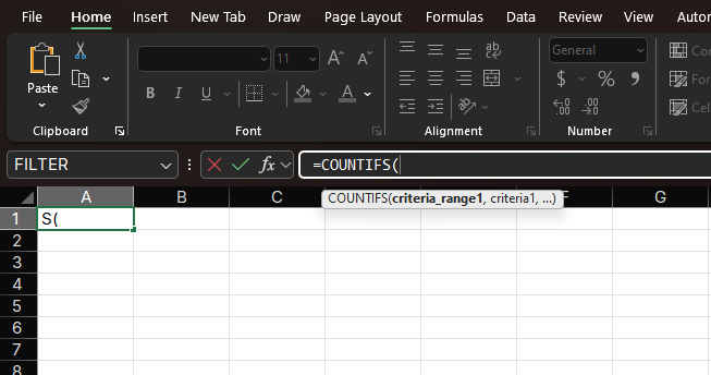 COUNTIFS Function Syntax
