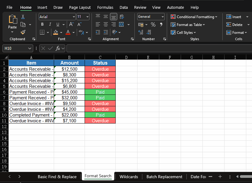 Format Search and Replace