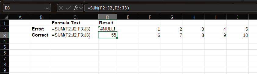 #NULL! Error Example