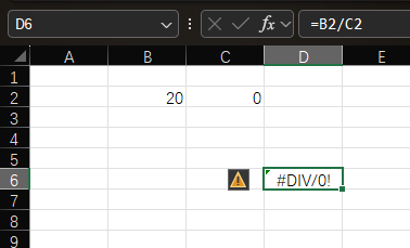 #DIV/0! Error Example