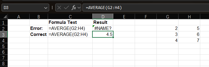 #NAME? Error Example