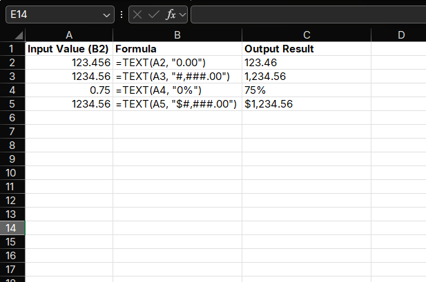 Number Formatting Example